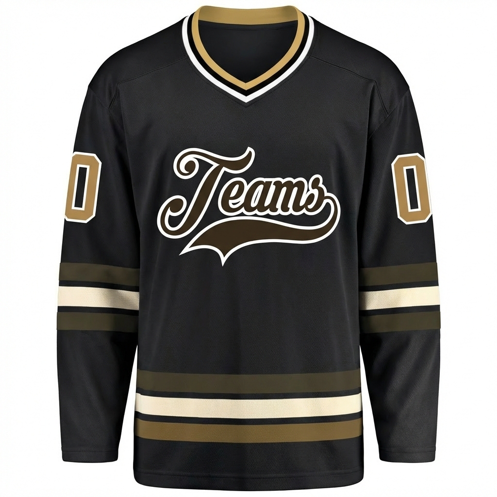 Custom Black & Brown/White Hockey Jersey
