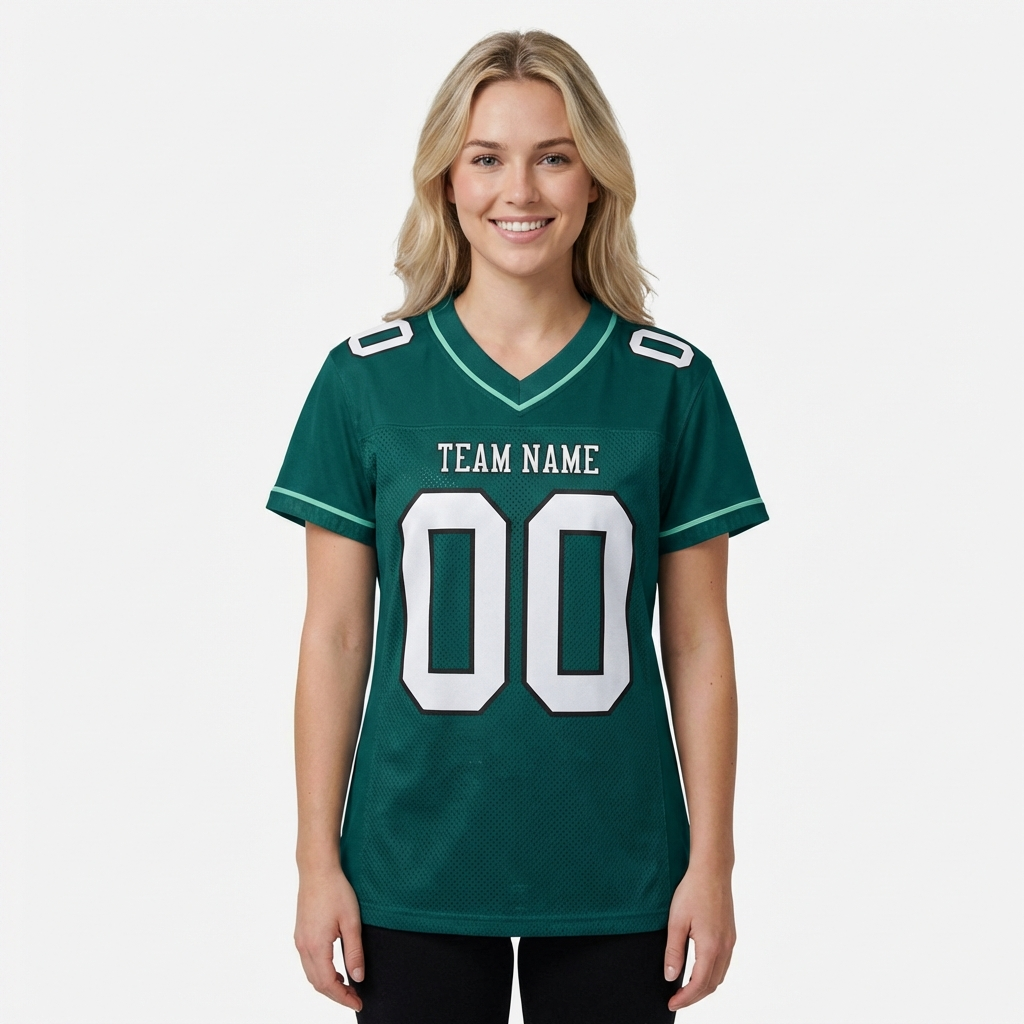 Custom Midnight Green & White/Black Football Jersey