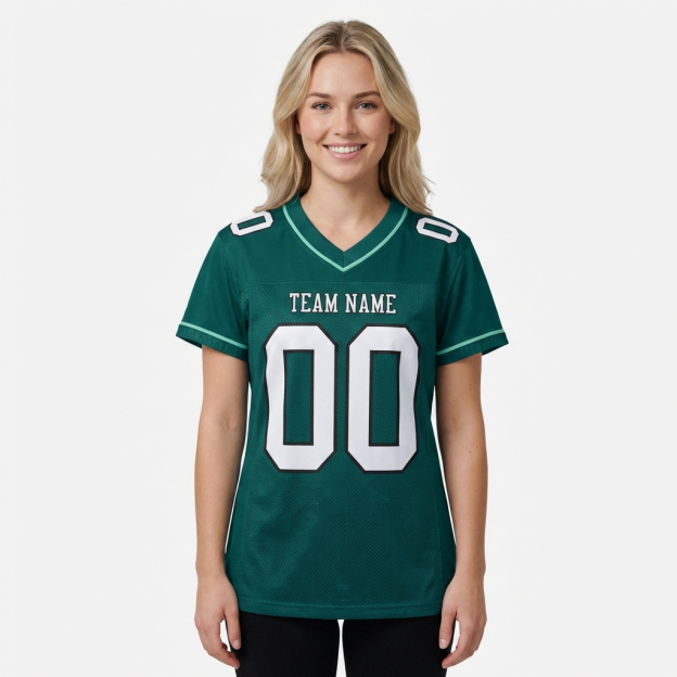 Custom Midnight Green & White/Black Football Jersey