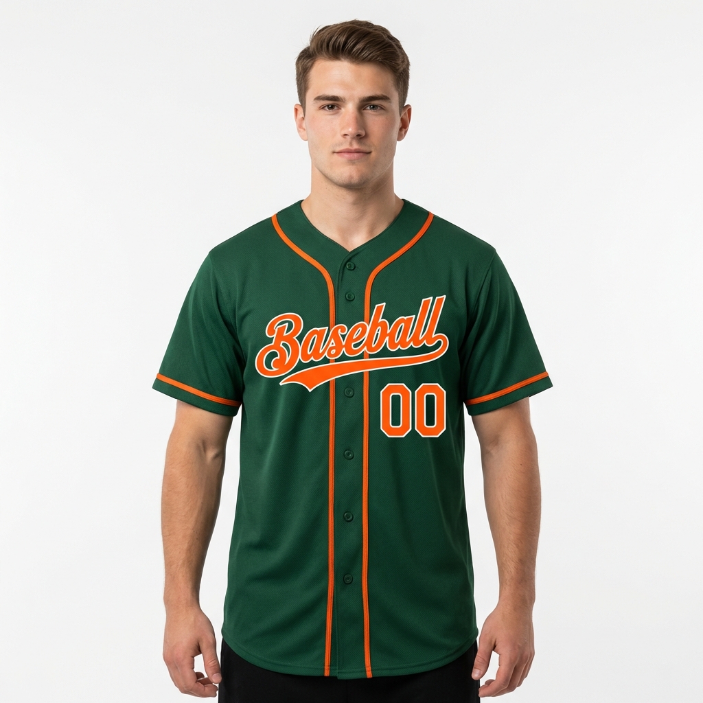 Custom Green & Orange/White Baseball Jersey