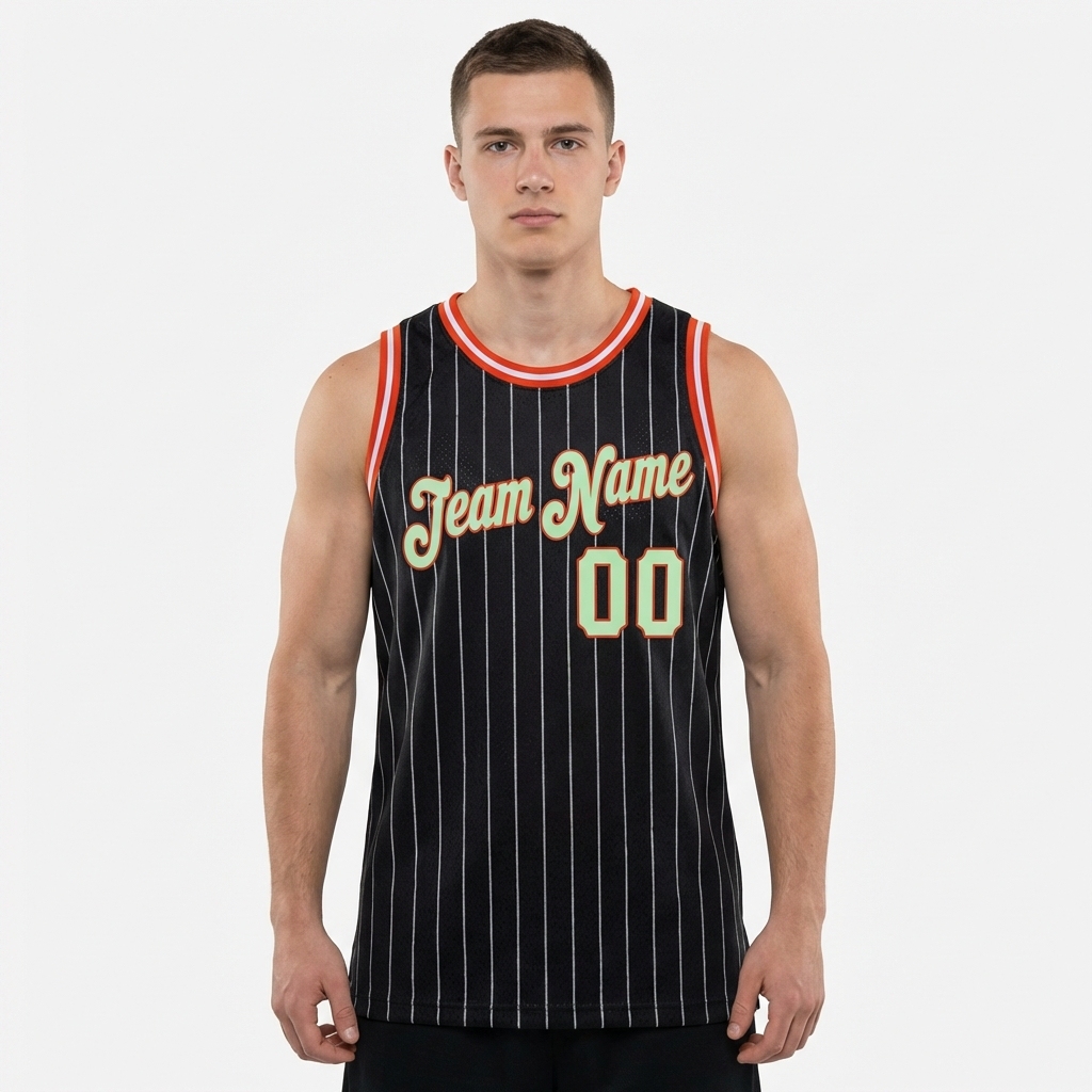 Custom Black & Green/White Pinstripes Basketball City Edition Jersey