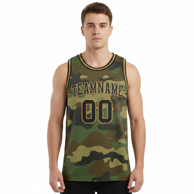 Custom Camo Black & Khaki Salute To Service Basketball City Edition Jersey