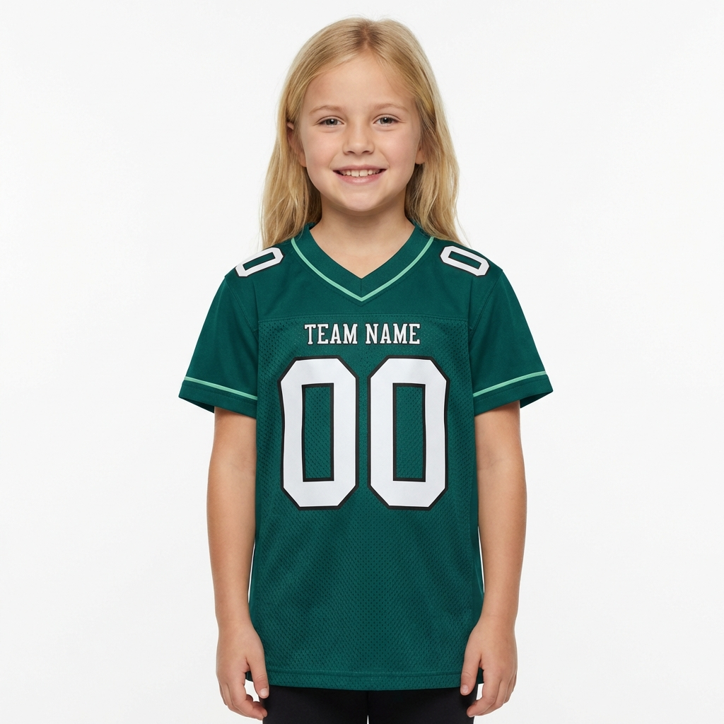 Custom Midnight Green & White/Black Football Jersey