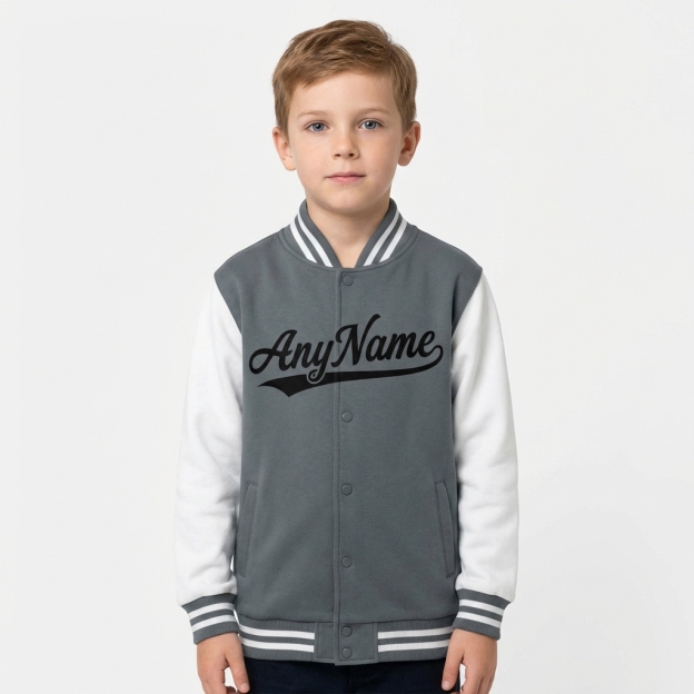 Custom Grey & Black/White Raglan Sleeves Full-Snap Fleece Jacket