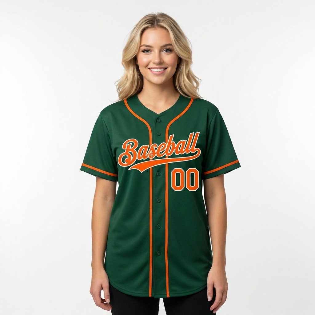 Custom Green & Orange/White Baseball Jersey