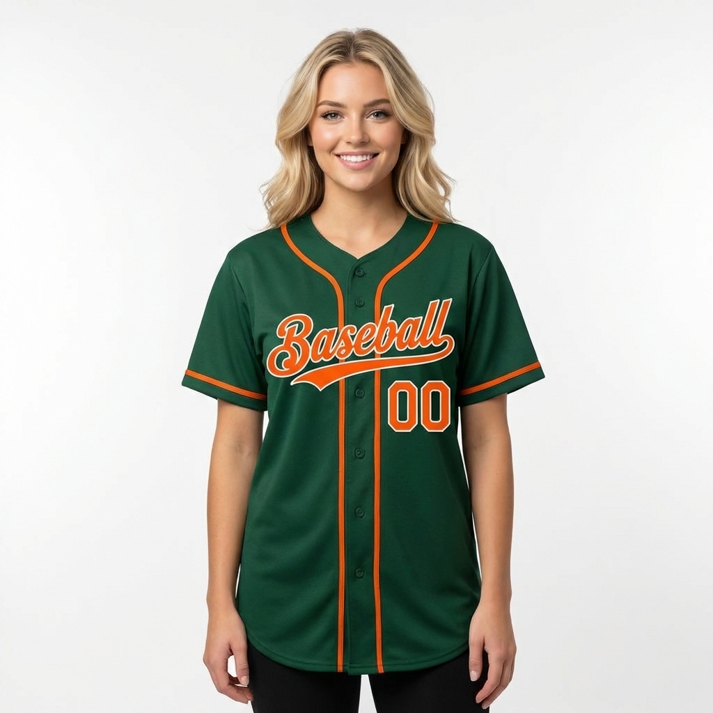 Custom Green & Orange/White Baseball Jersey