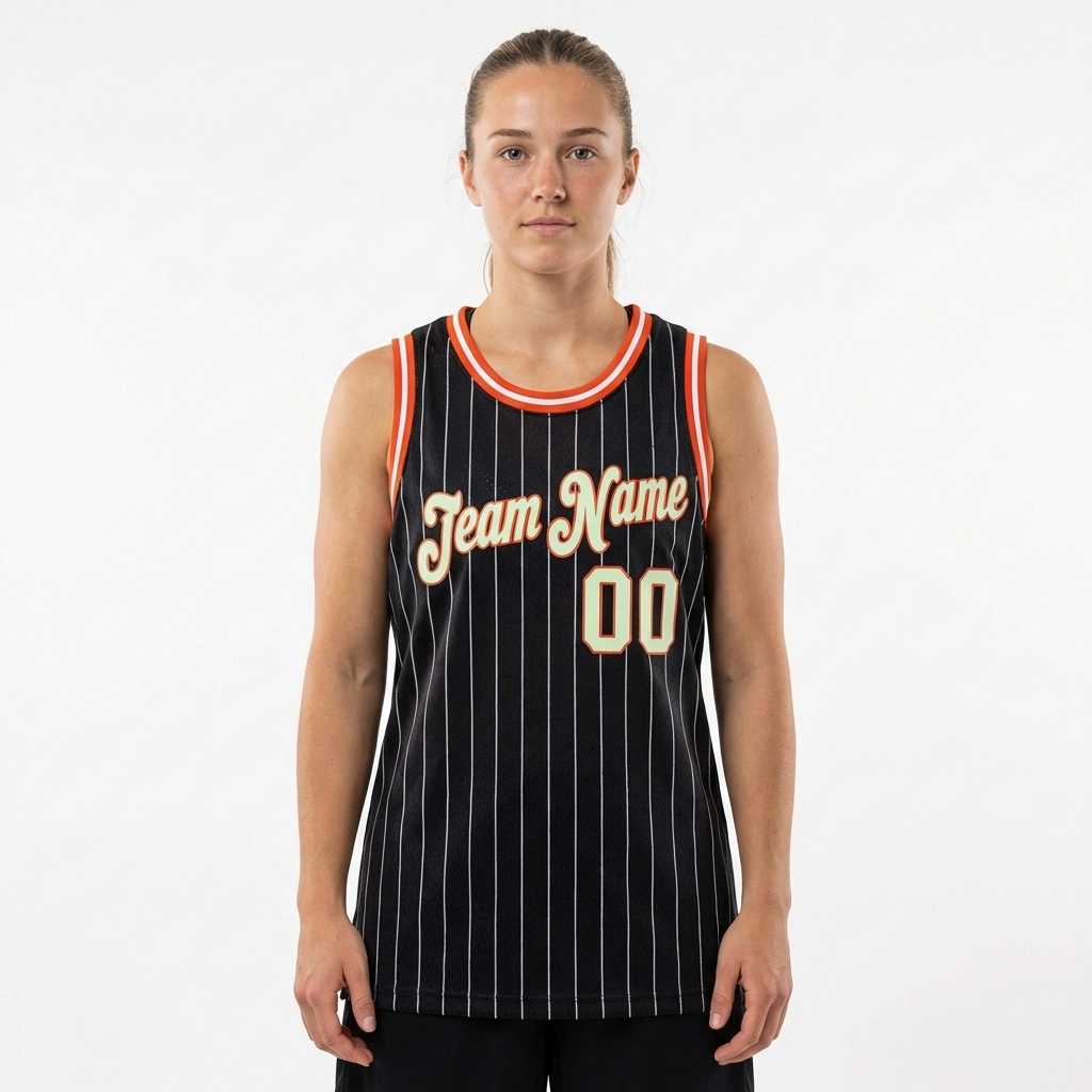 Custom Black & Green/White Pinstripes Basketball City Edition Jersey