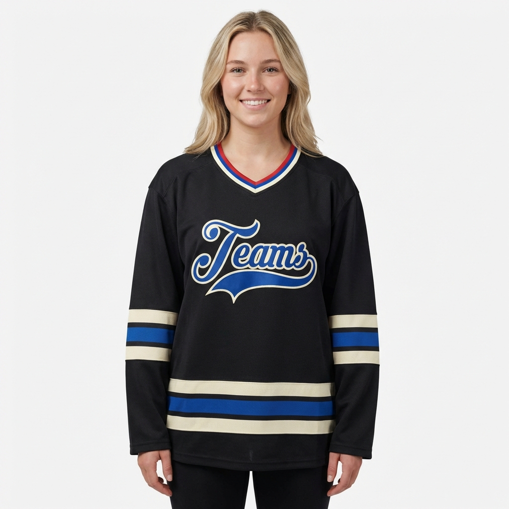 Custom Black & Royal/White Hockey Jersey