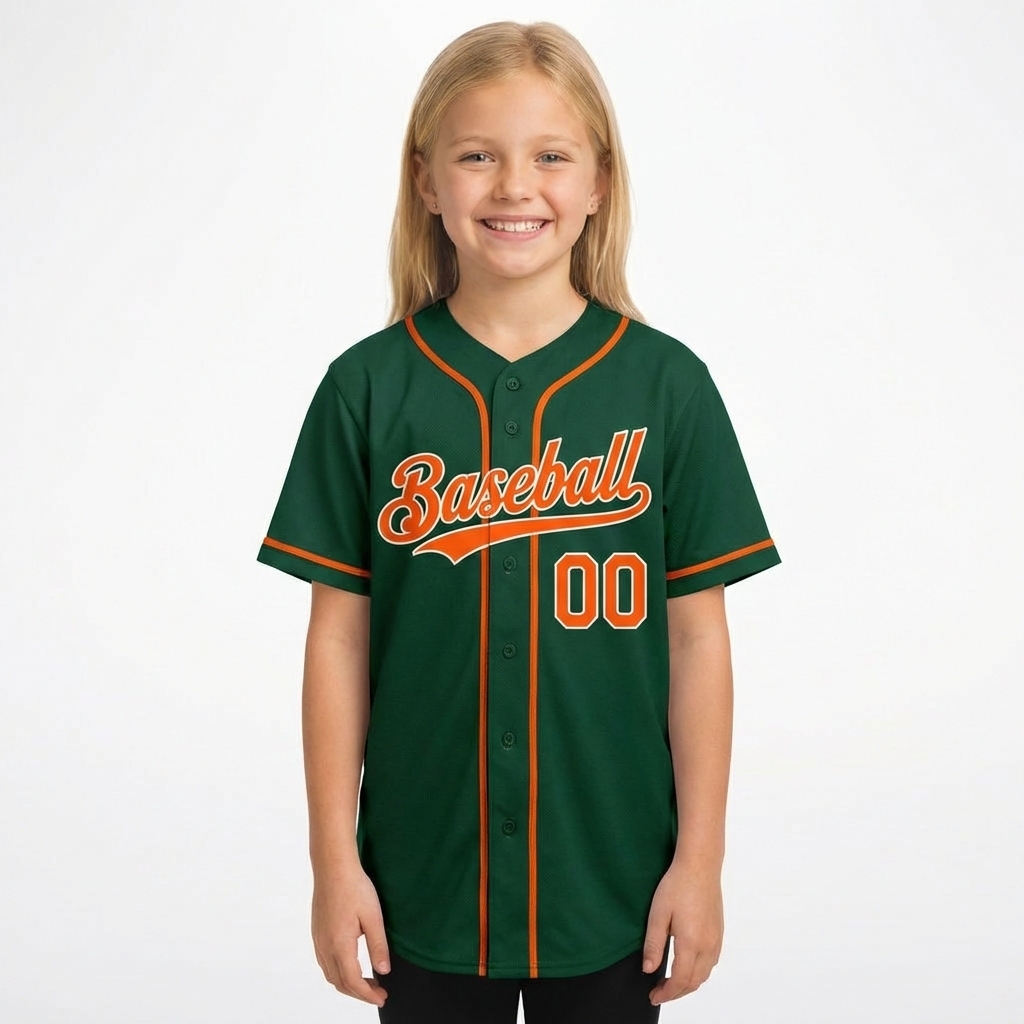 Custom Green & Orange/White Baseball Jersey
