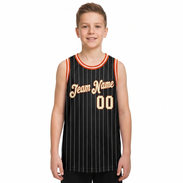 Custom Black & Green/White Pinstripes Basketball City Edition Jersey