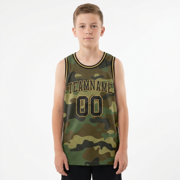 Custom Camo Black & Khaki Salute To Service Basketball City Edition Jersey