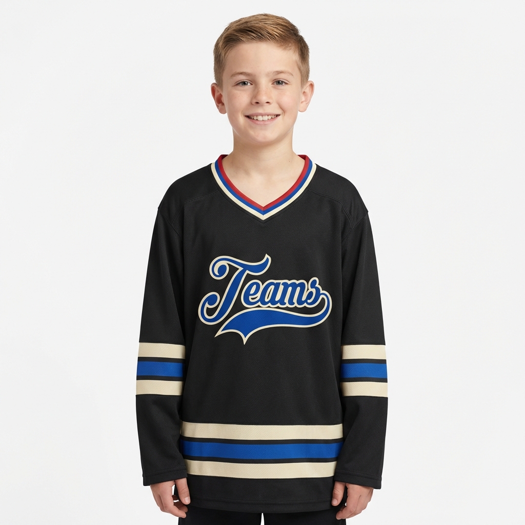 Custom Black & Royal/White Hockey Jersey