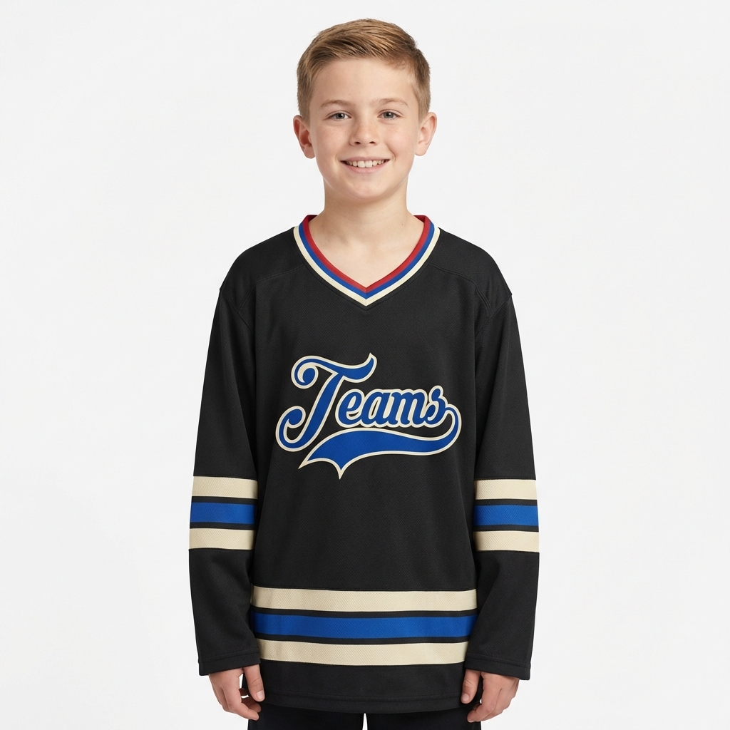 Custom Black & Royal/White Hockey Jersey