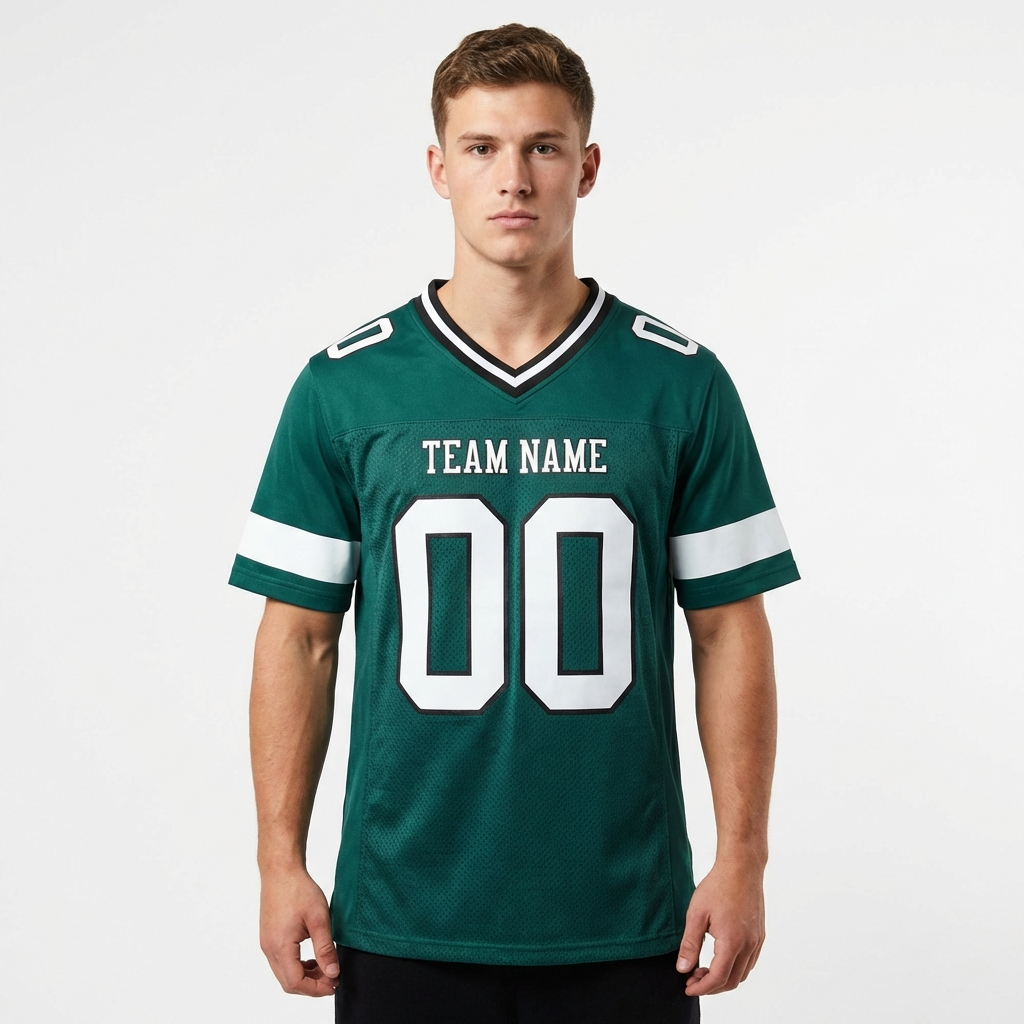 Custom Midnight Green & White/Black Football Jersey