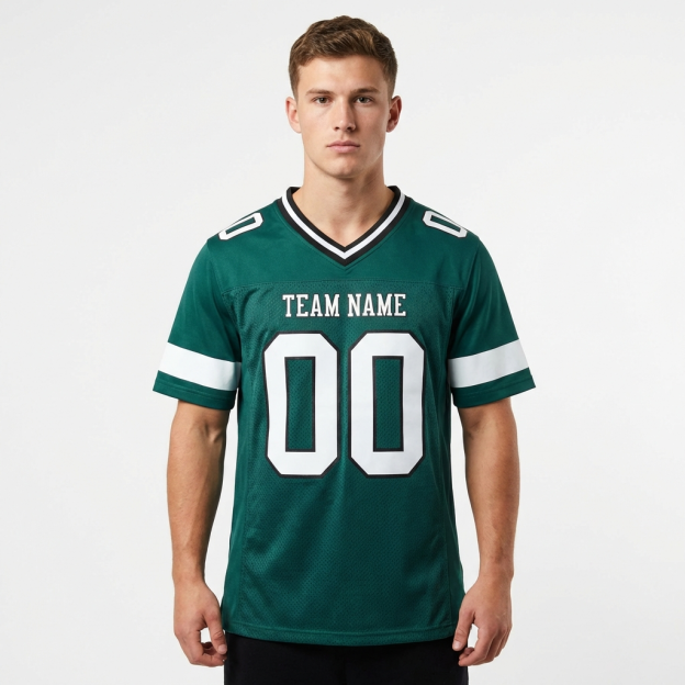 Custom Midnight Green & White/Black Football Jersey