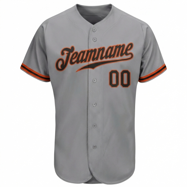 Custom Grey & Black/Orange Baseball Jersey