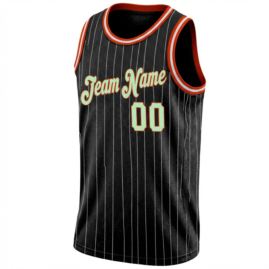Custom Black & Green/White Pinstripes Basketball City Edition Jersey