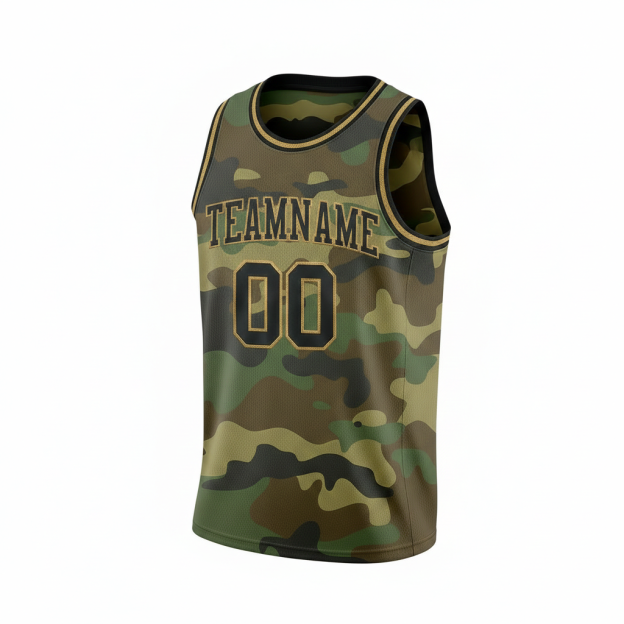 Custom Camo Black & Khaki Salute To Service Basketball City Edition Jersey