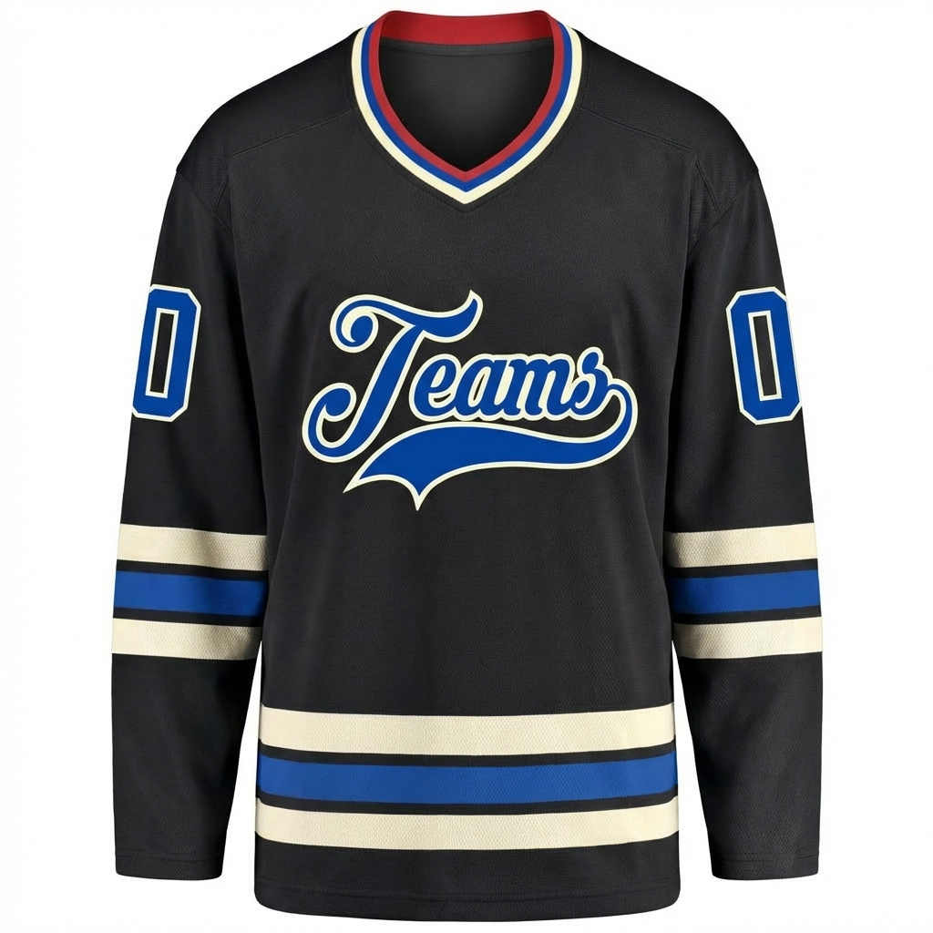 Custom Black & Royal/White Hockey Jersey