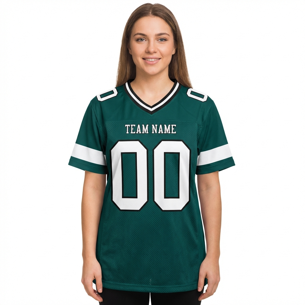 Custom Midnight Green & White/Black Football Jersey