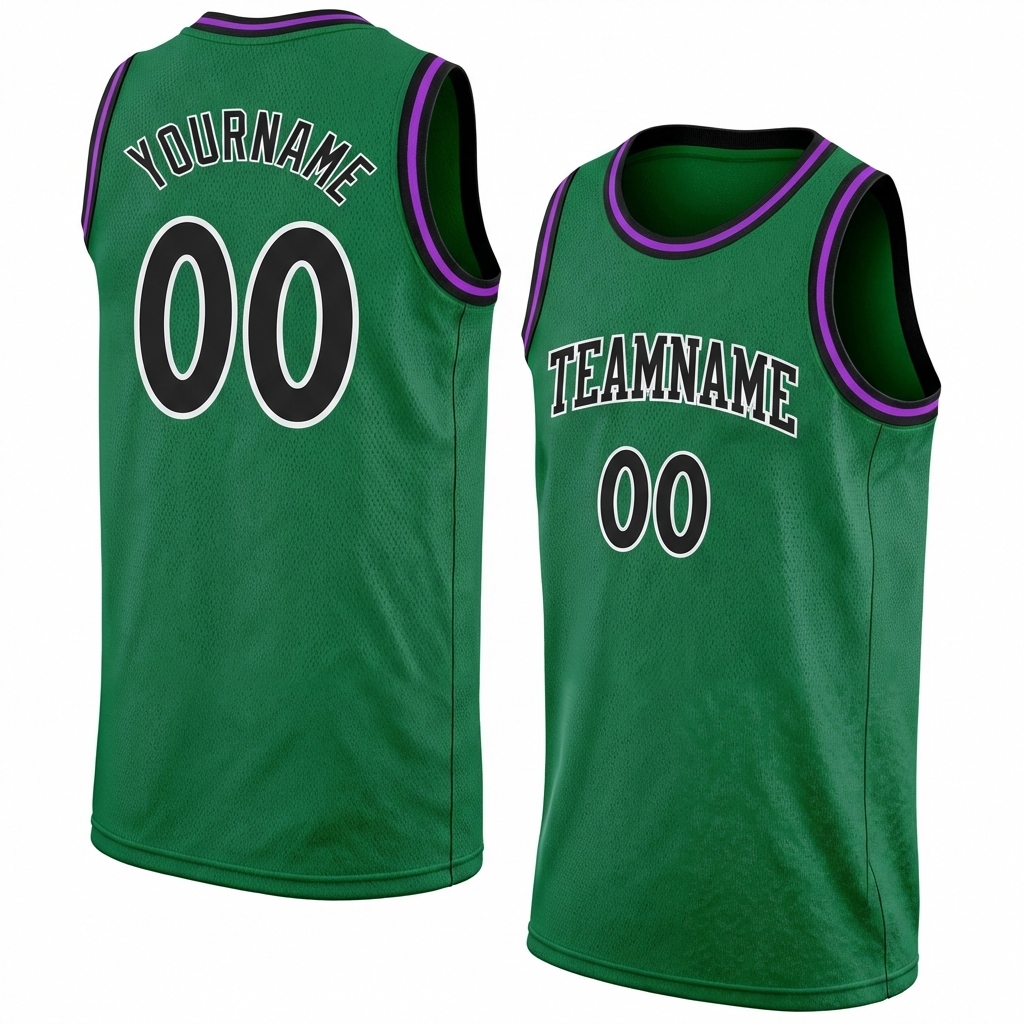 Custom Kelly Green & Black/White Basketball City Edition Jersey