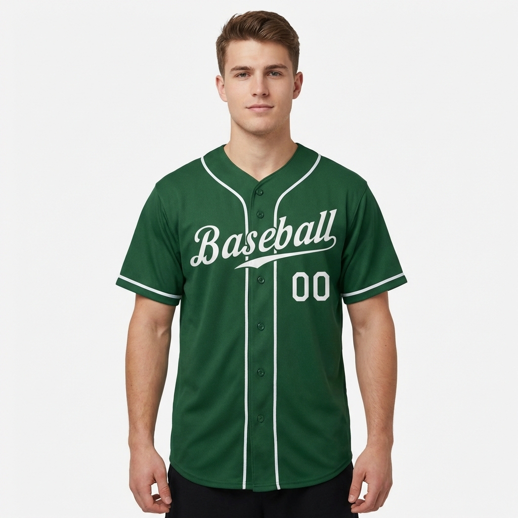 Custom Green & White Baseball Jersey
