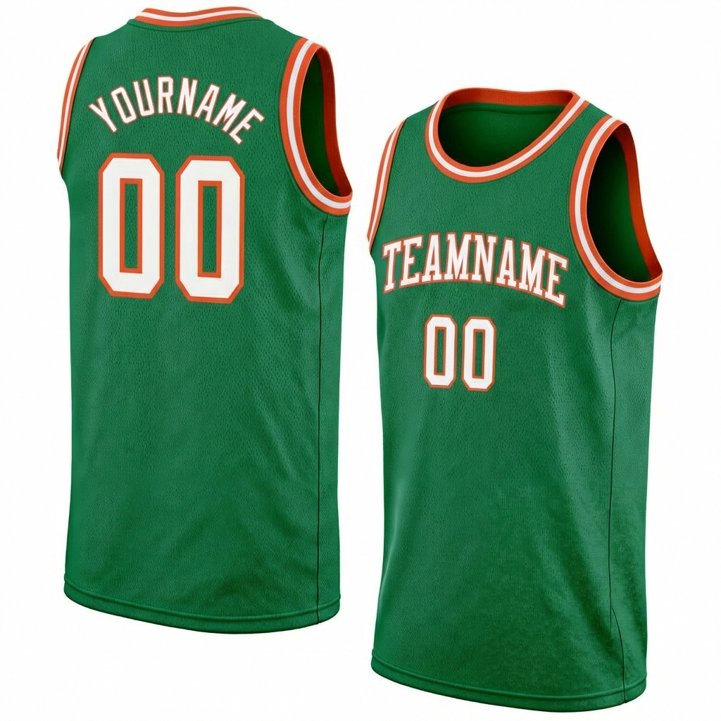 Custom Kelly Green & White/Orange Basketball City Edition Jersey