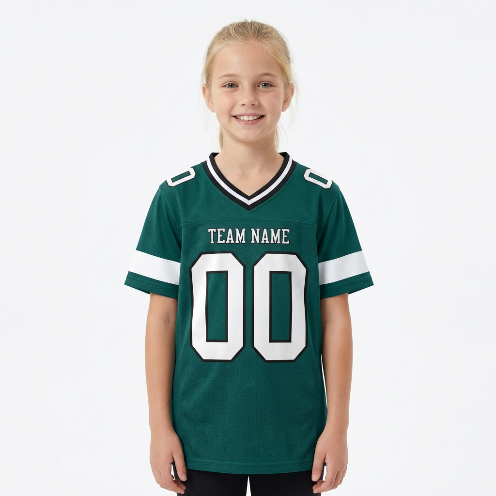 Custom Midnight Green & White/Black Football Jersey