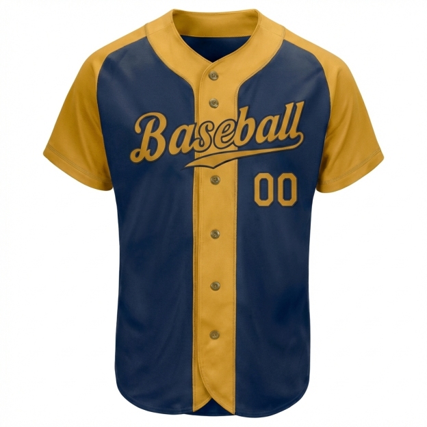 Custom Navy & Yellow Raglan Sleeves Baseball Jersey