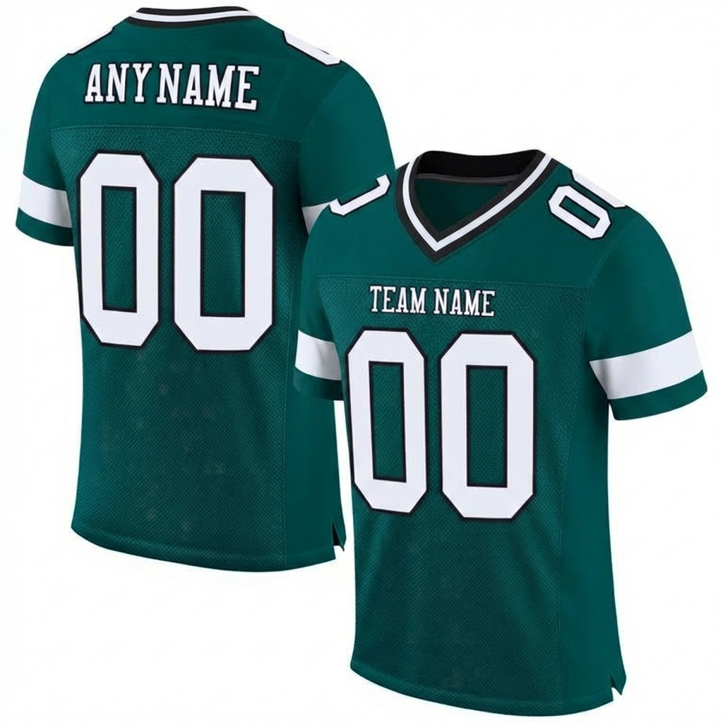 Custom Midnight Green & White/Black Football Jersey