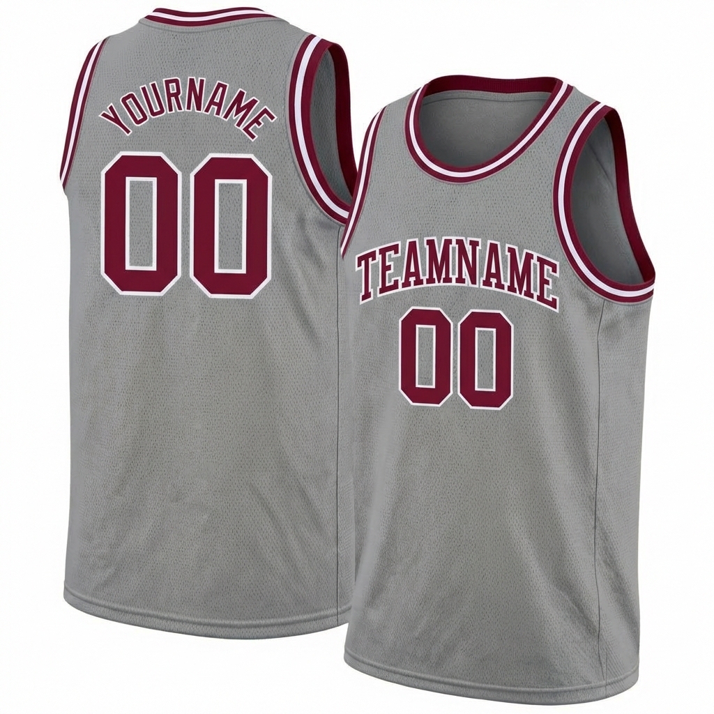 Custom Grey & Burgundy/White Basketball City Edition Jersey