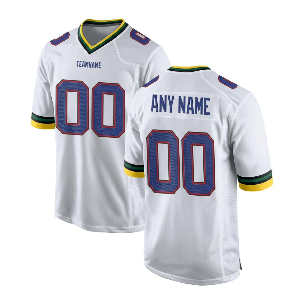 Custom White & Royal/Yellow Football Jersey
