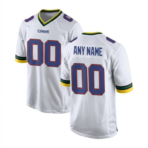 Custom White & Royal/Yellow Football Jersey