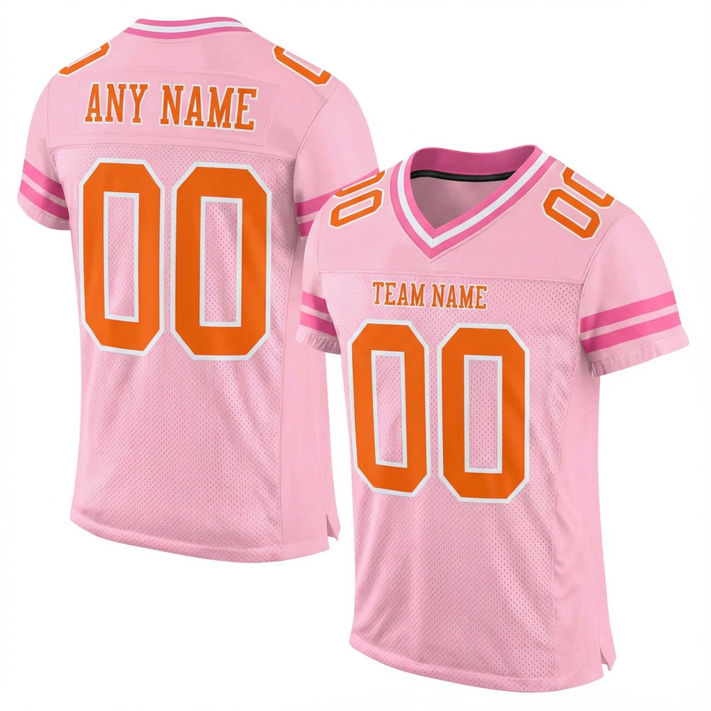 Custom Pink & Orange/White Green Football Jersey