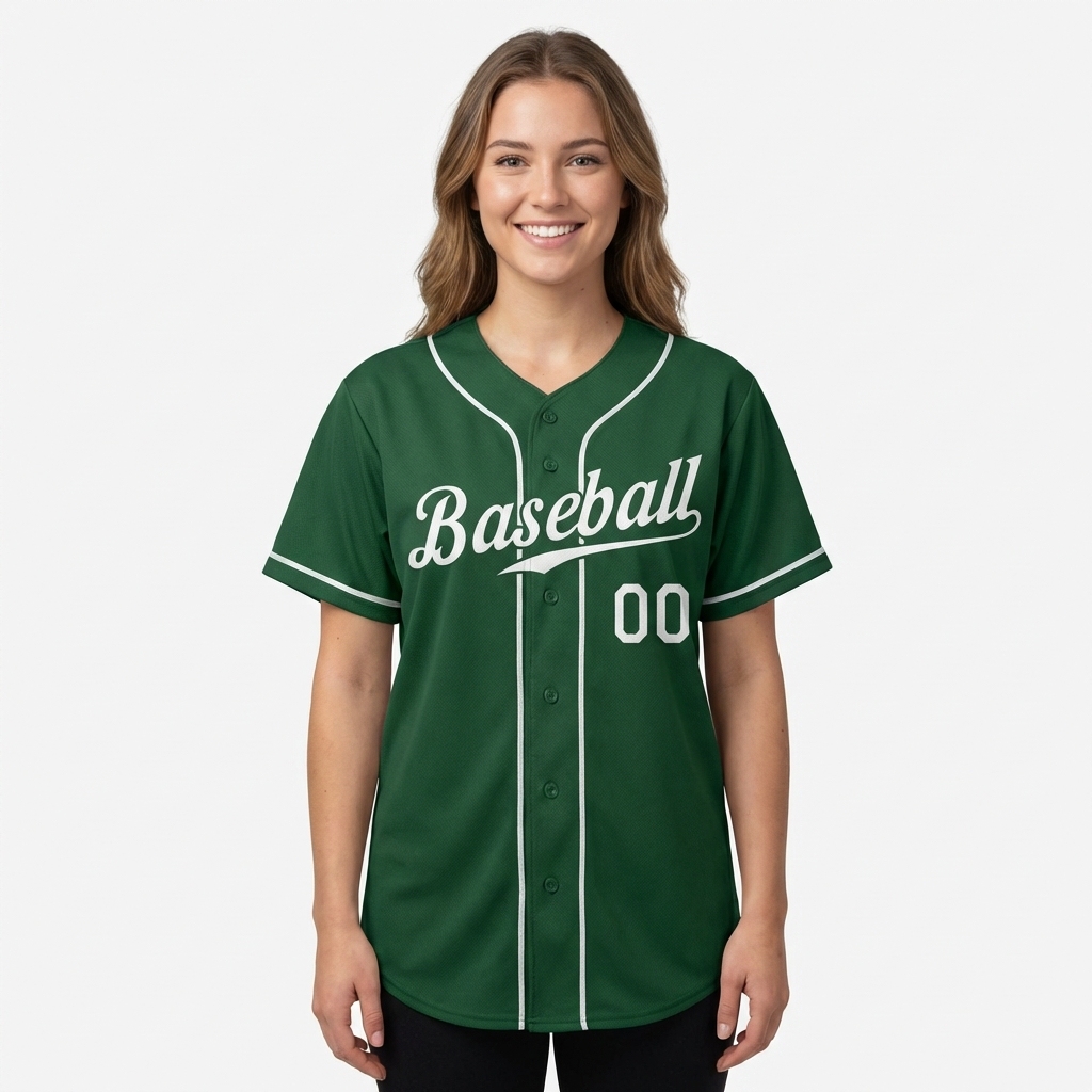 Custom Green & White Baseball Jersey