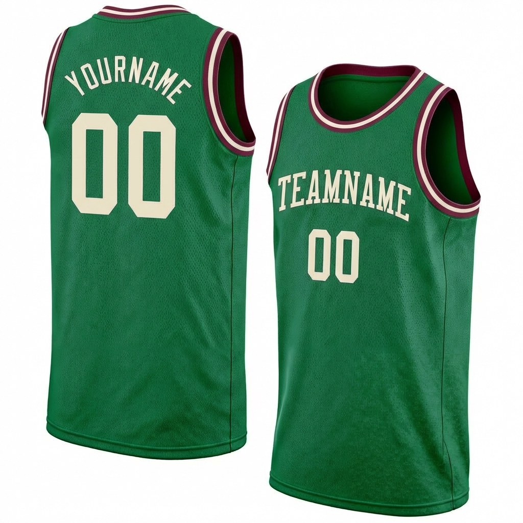 Custom Kelly Green & White/Burgundy Basketball City Edition Jersey
