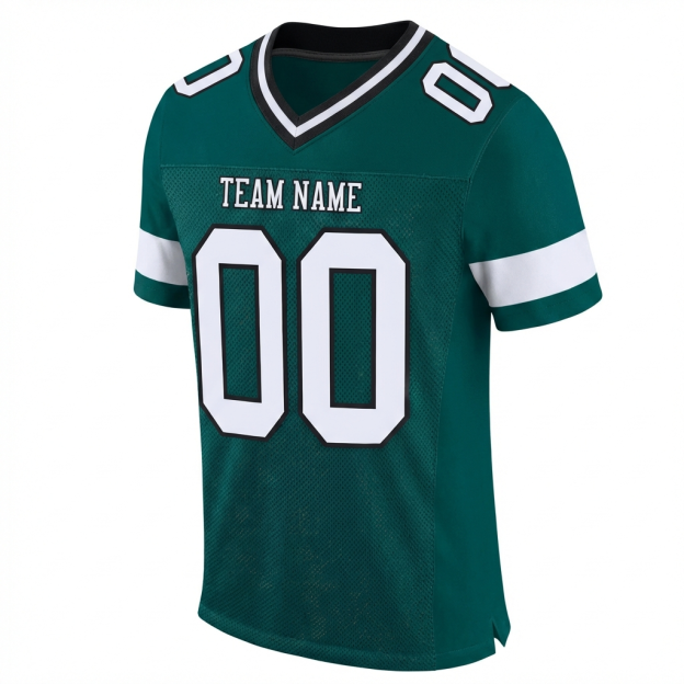 Custom Midnight Green & White/Black Football Jersey