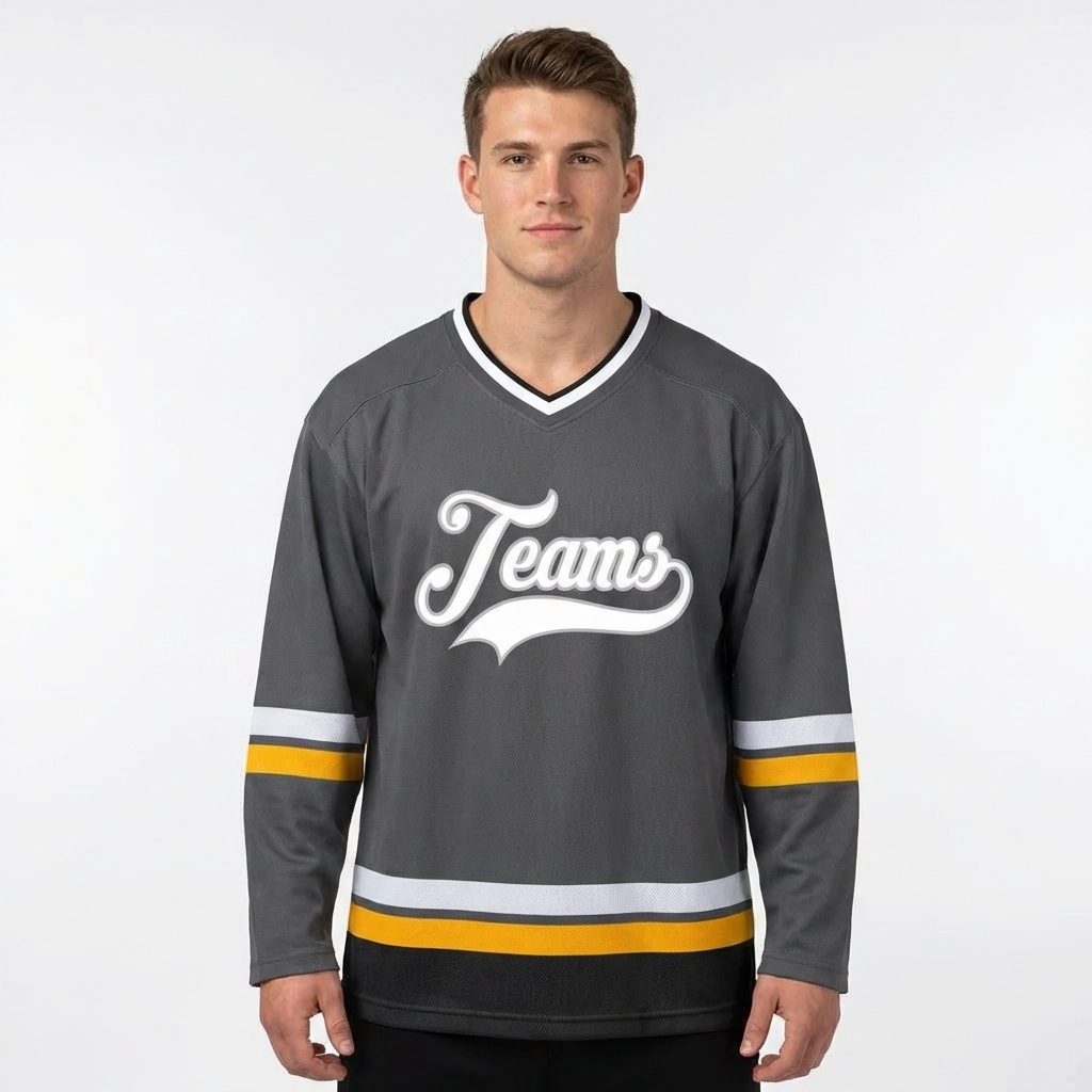 Custom Dark Grey & White Hockey Jersey