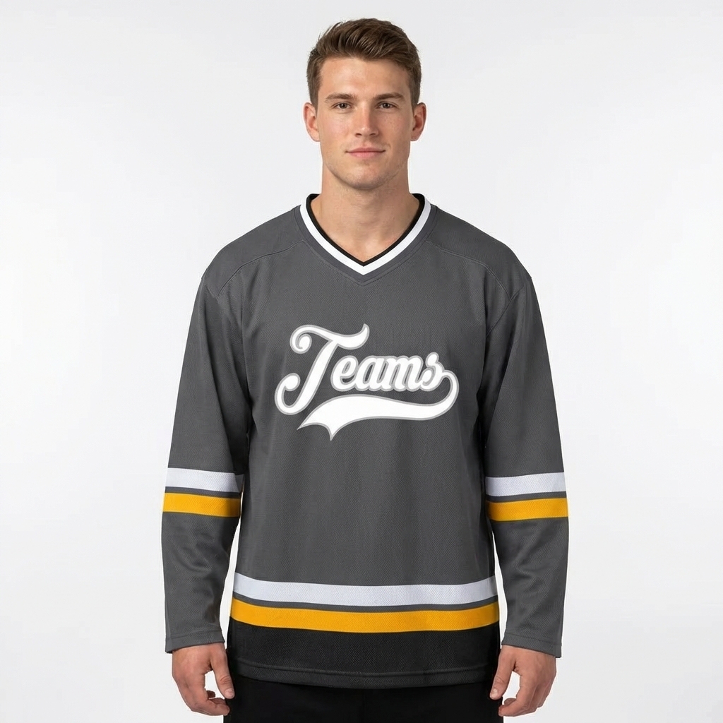Custom Dark Grey & White Hockey Jersey