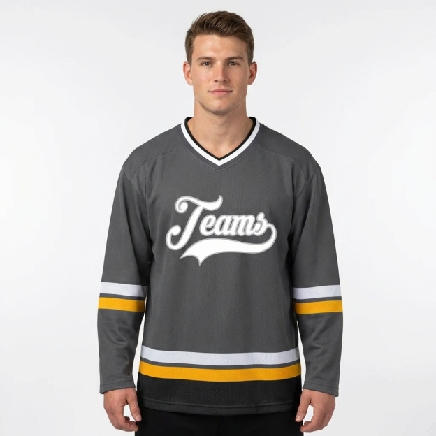 Custom Dark Grey & White Hockey Jersey