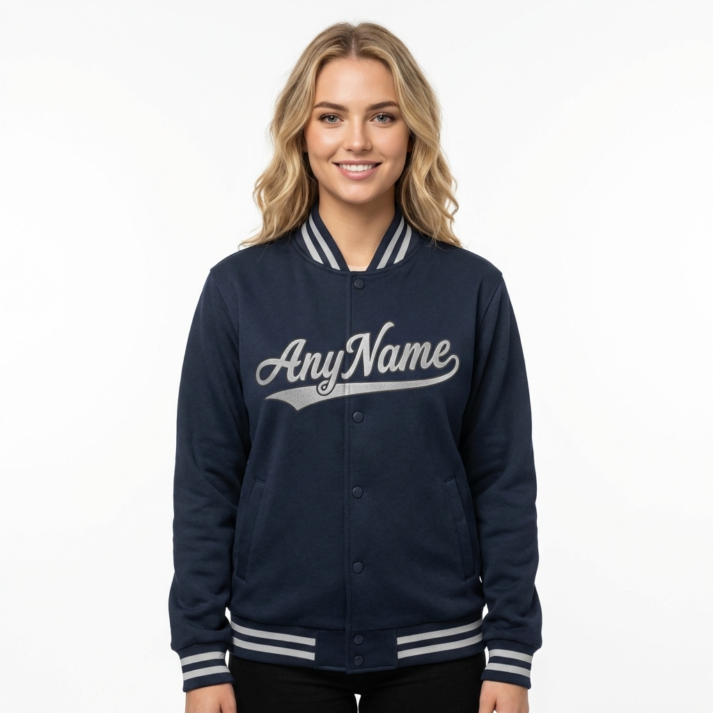 Custom Dark Grey & White Full-Snap Fleece Jacket