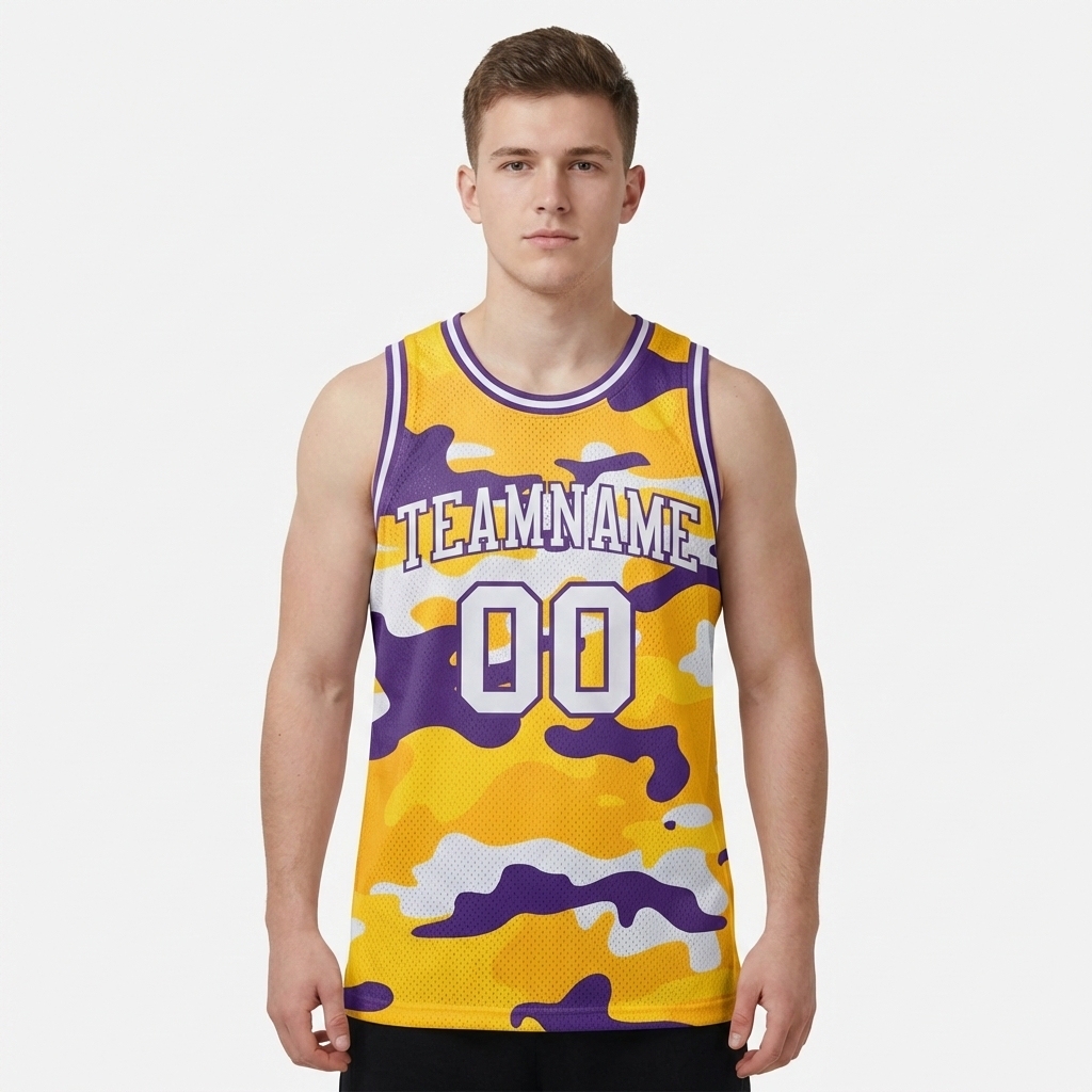 Custom Camo White & Purple Salute To Service Basketball City Edition Jersey