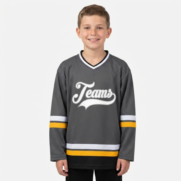 Custom Dark Grey & White Hockey Jersey