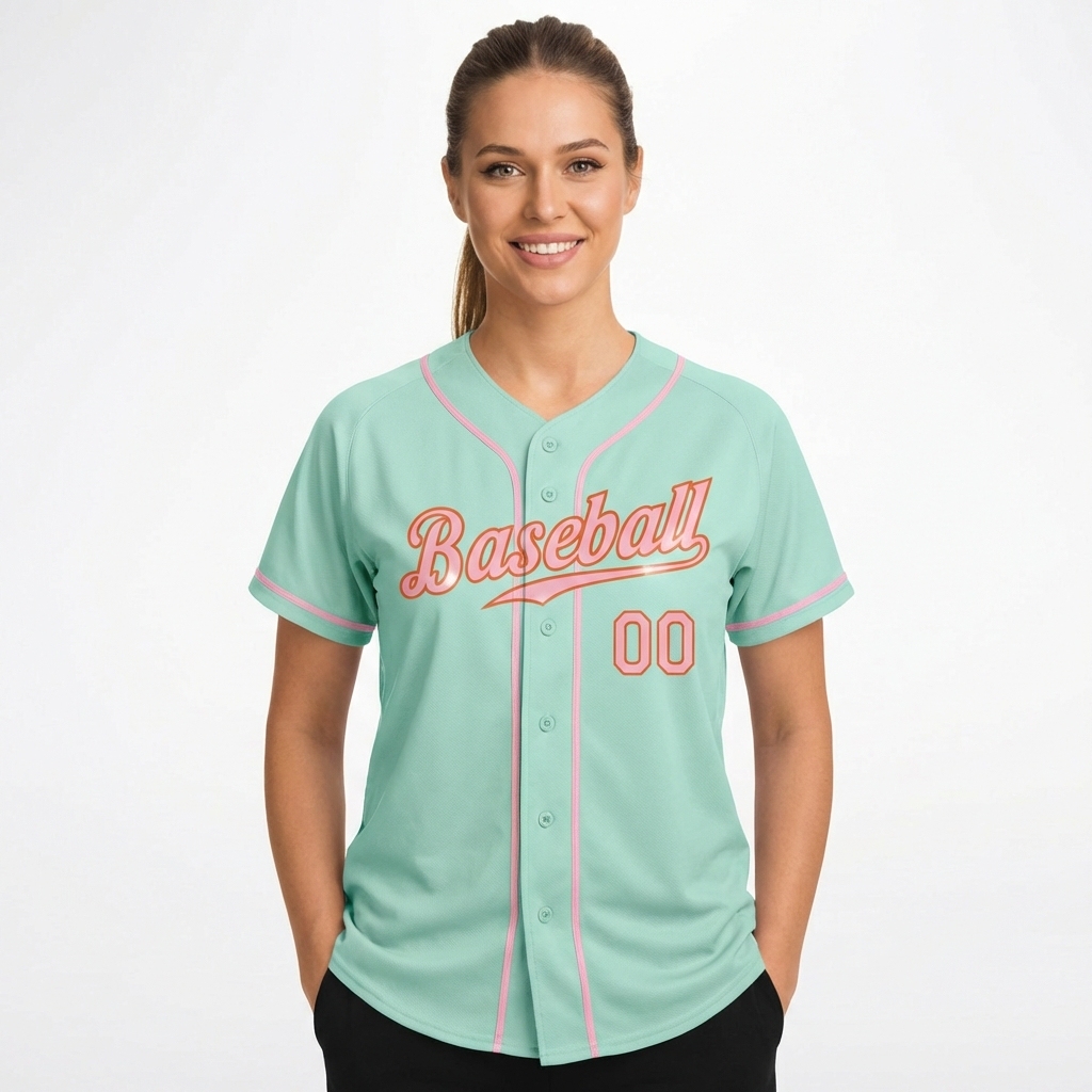 Custom Light Blue & Pink/Red Baseball Jersey