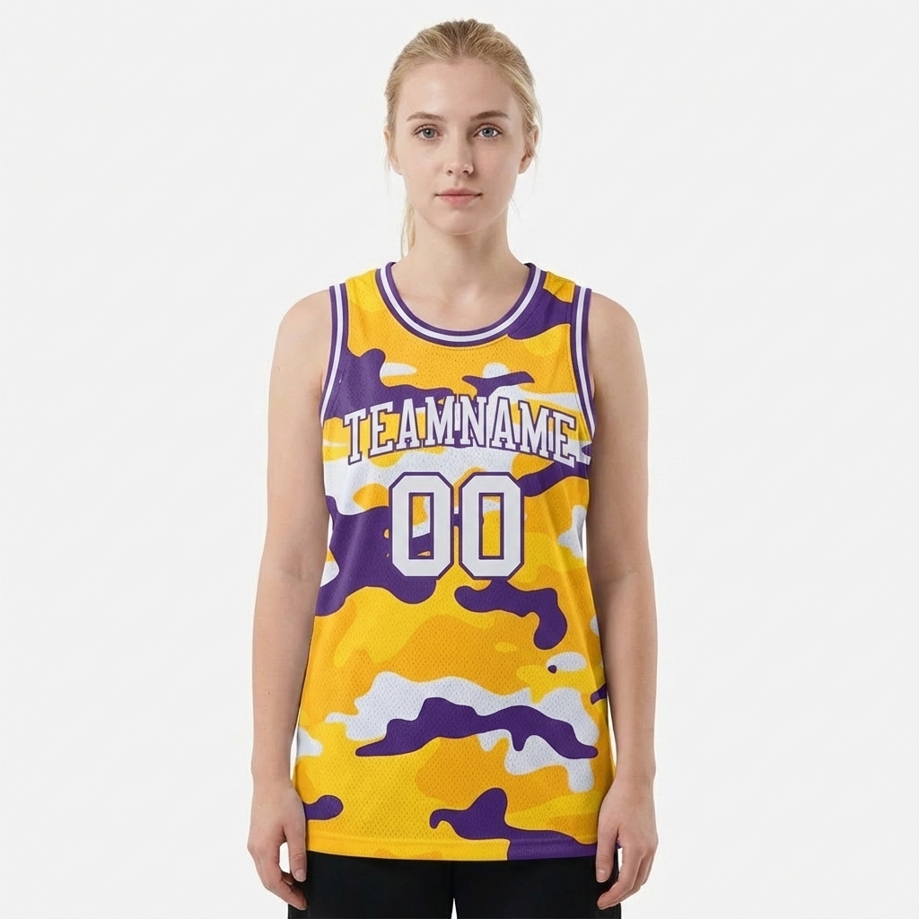 Custom Camo White & Purple Salute To Service Basketball City Edition Jersey