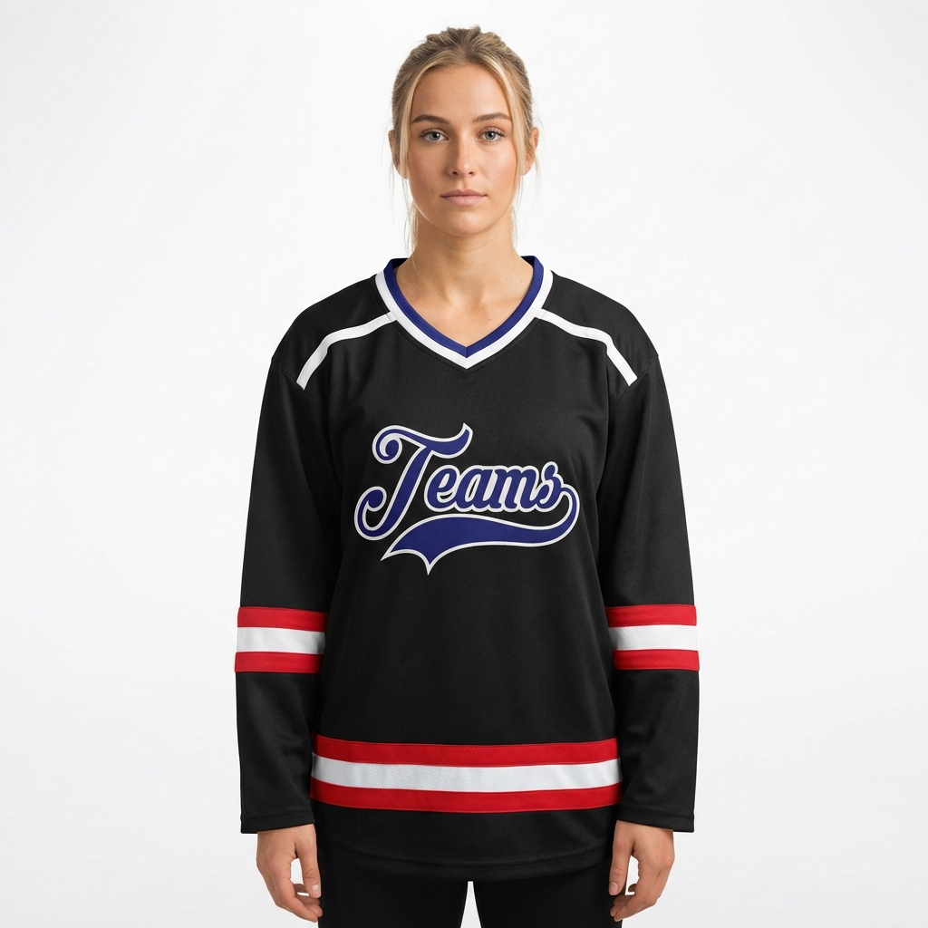 Custom Black & Royal/White Hockey Jersey