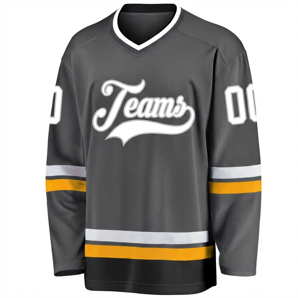 Custom Dark Grey & White Hockey Jersey