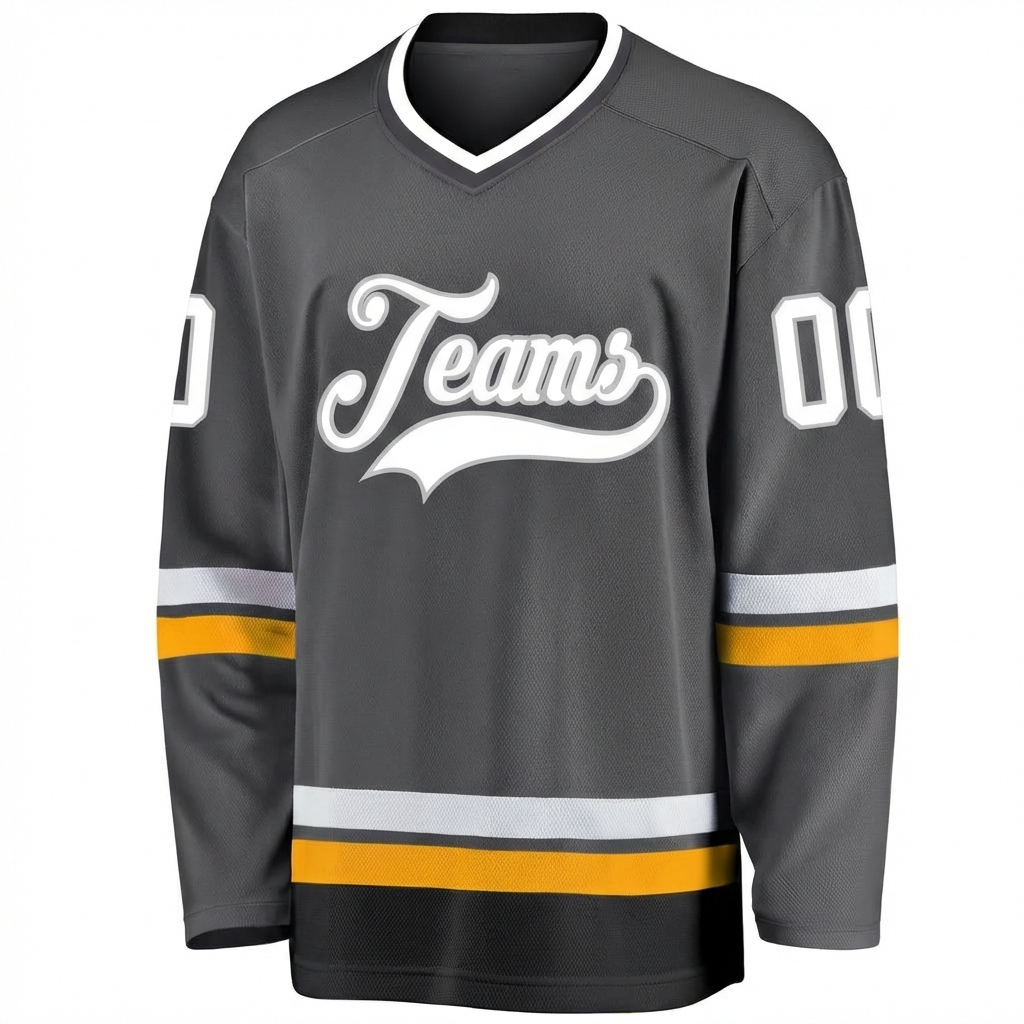 Custom Dark Grey & White Hockey Jersey
