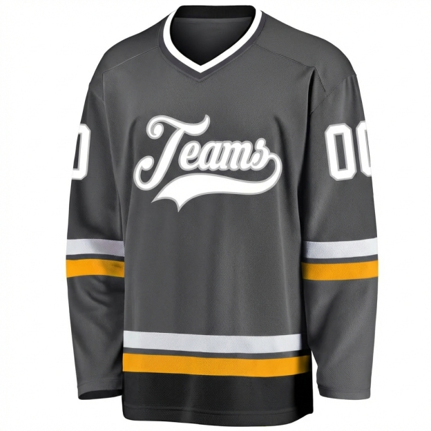 Custom Dark Grey & White Hockey Jersey