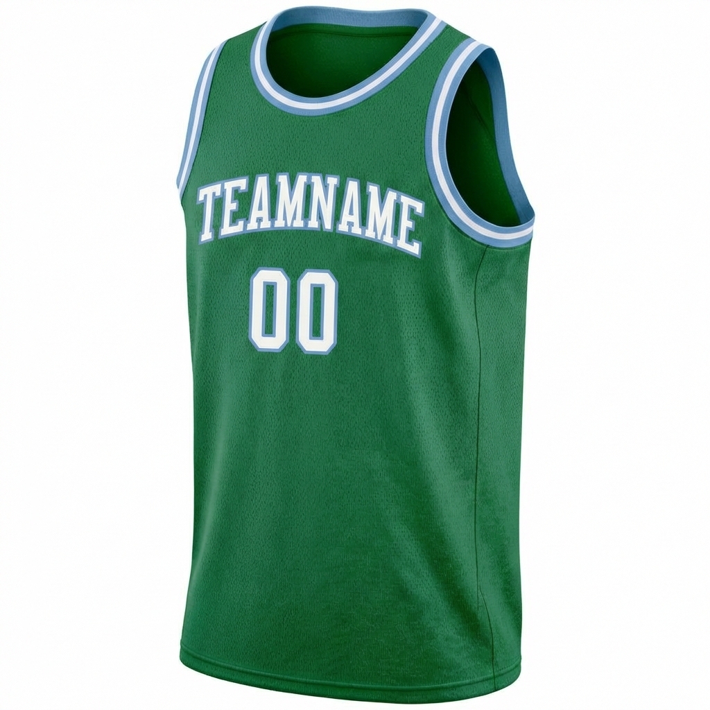 Custom Kelly Green & White/Blue Basketball City Edition Jersey